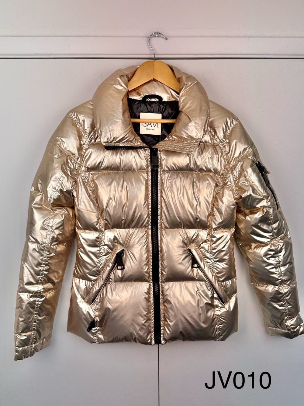 SAM. New York Metallic Gold Goose Down Puffer Jacket M